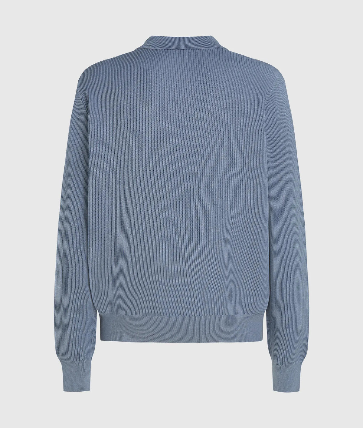Rib knit long-sleeved polo shirt