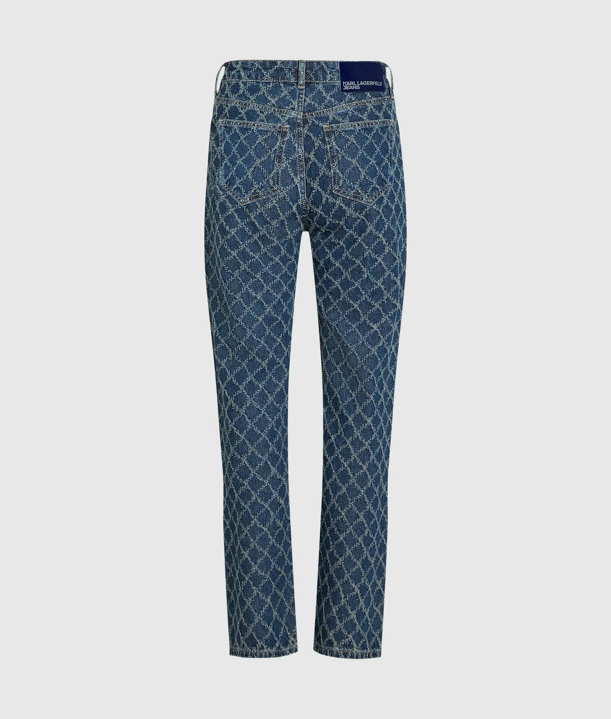 Argyle print high-rise straight jeans