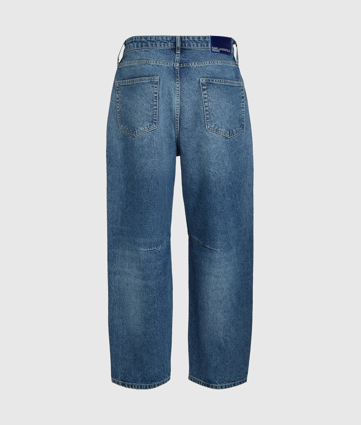 Vintage wash barrel-leg jeans