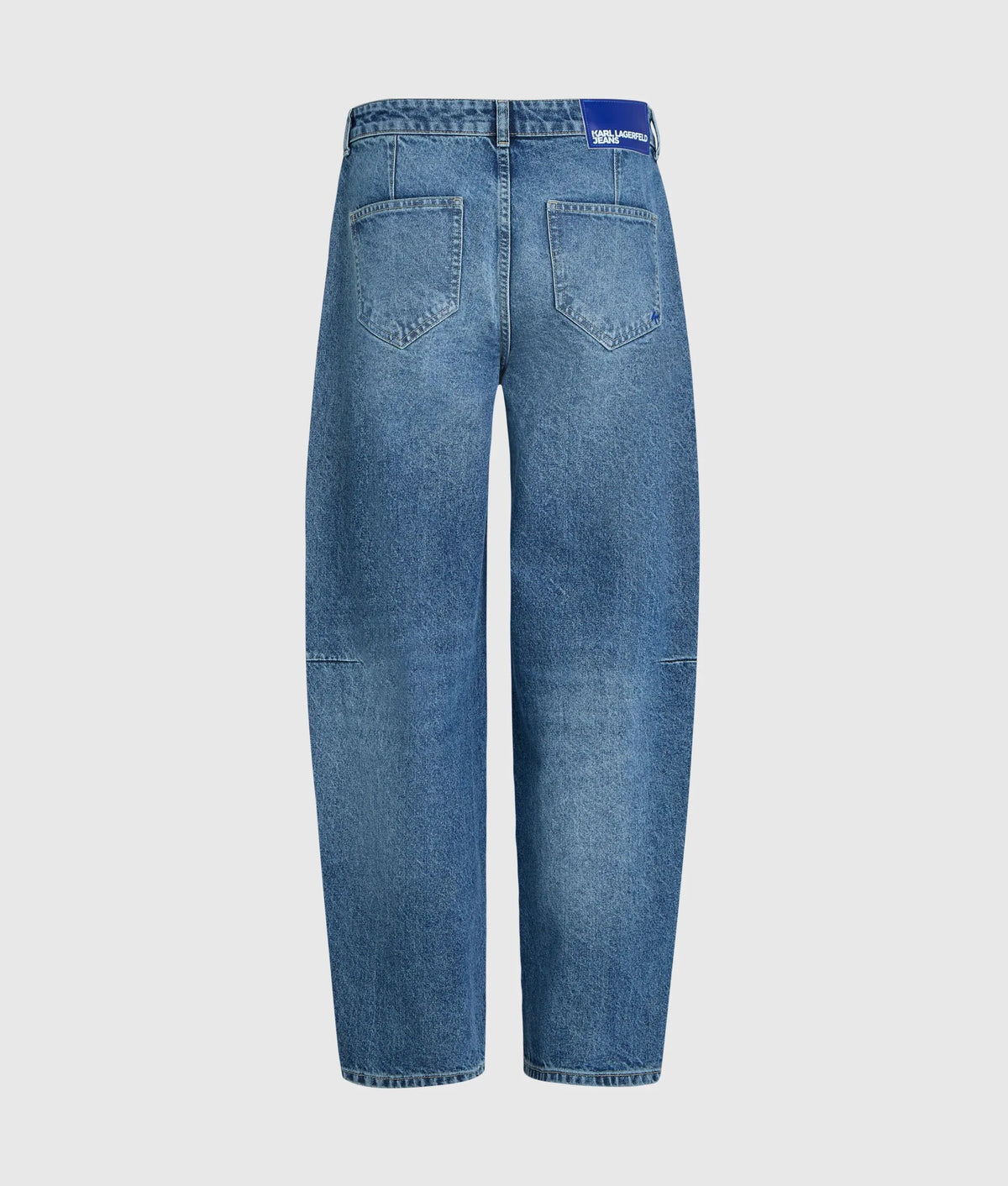 Seamed mid-rise barrel-leg jeans
