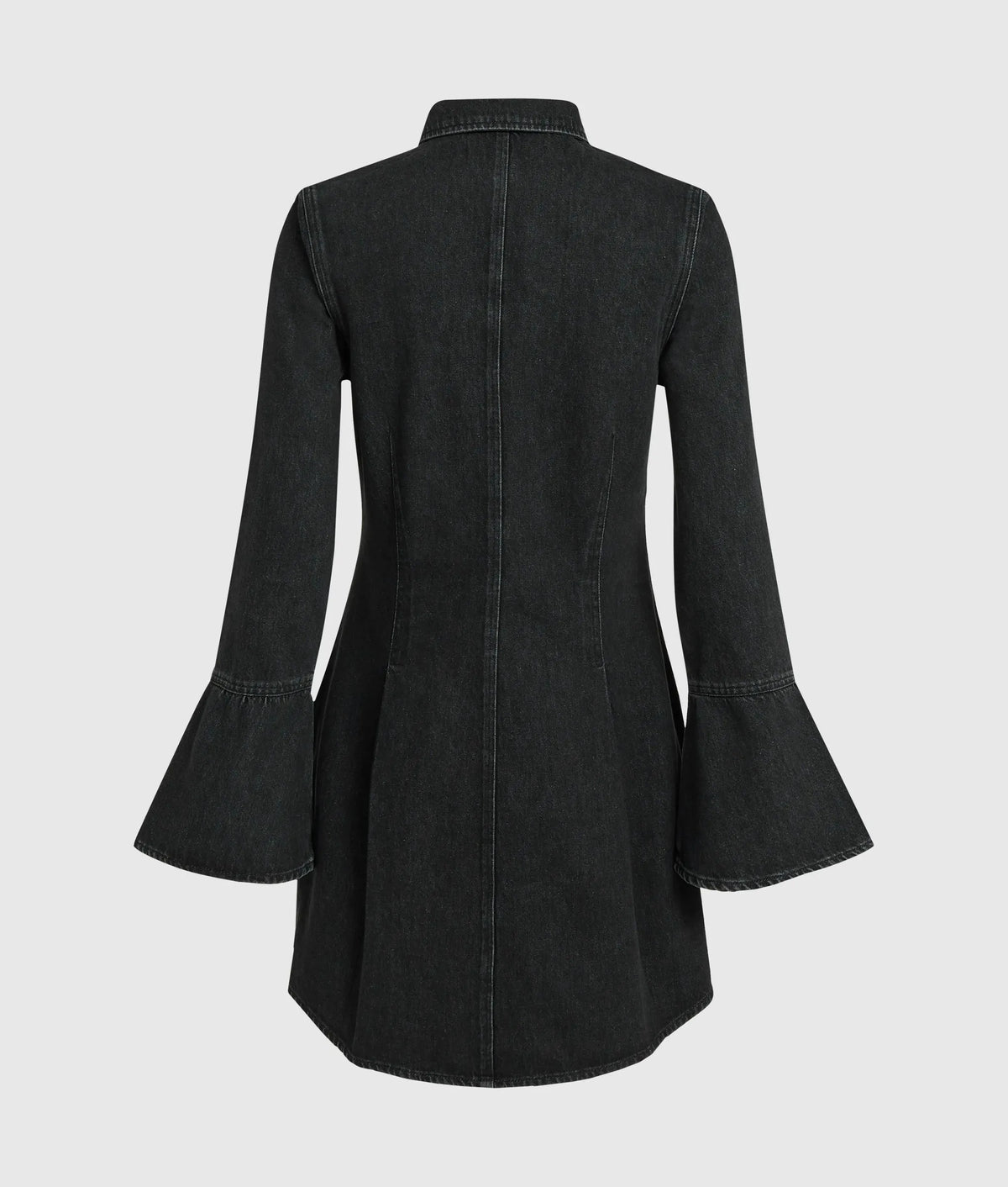 Flared-sleeve denim dress