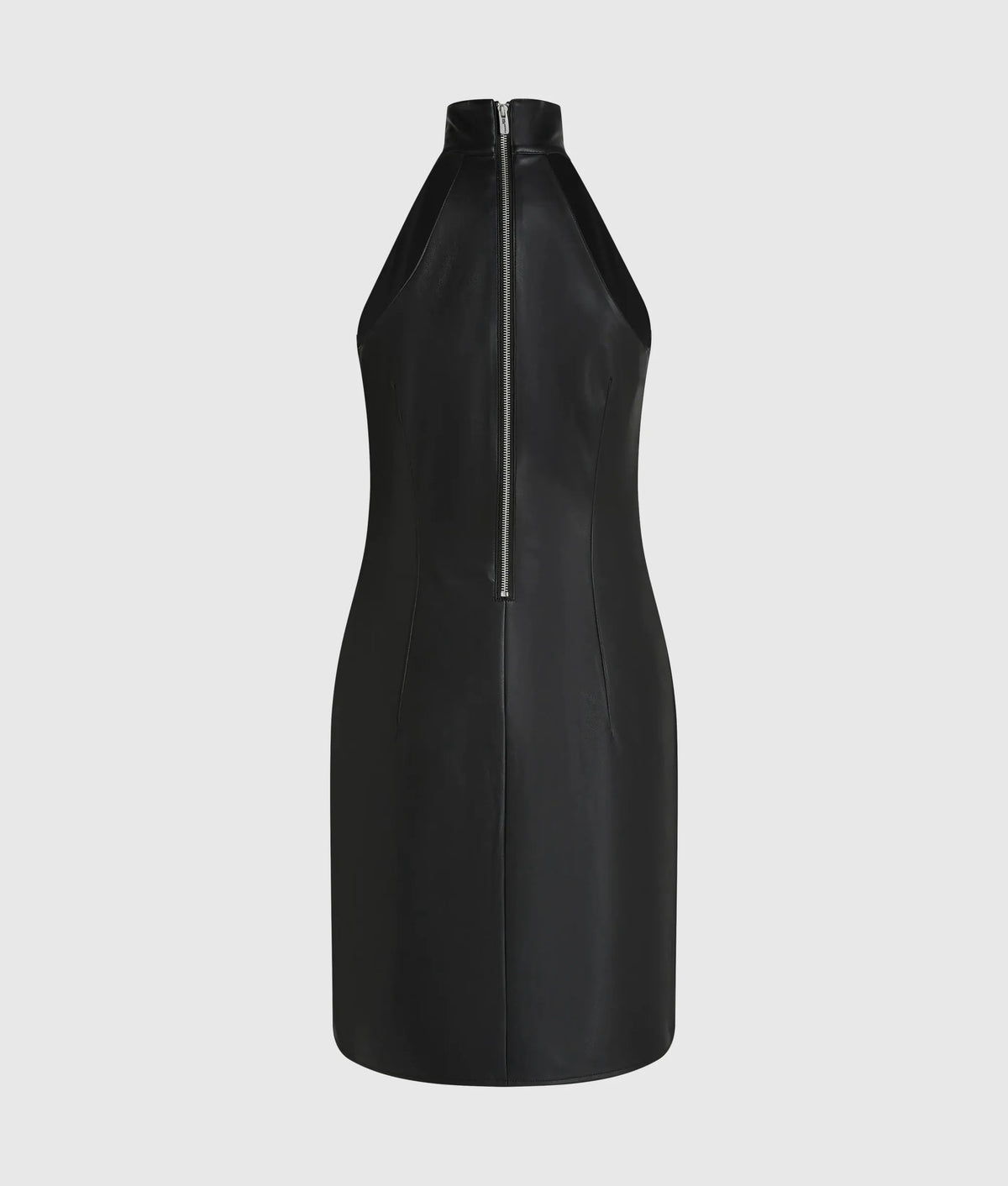 Faux-leather halter dress