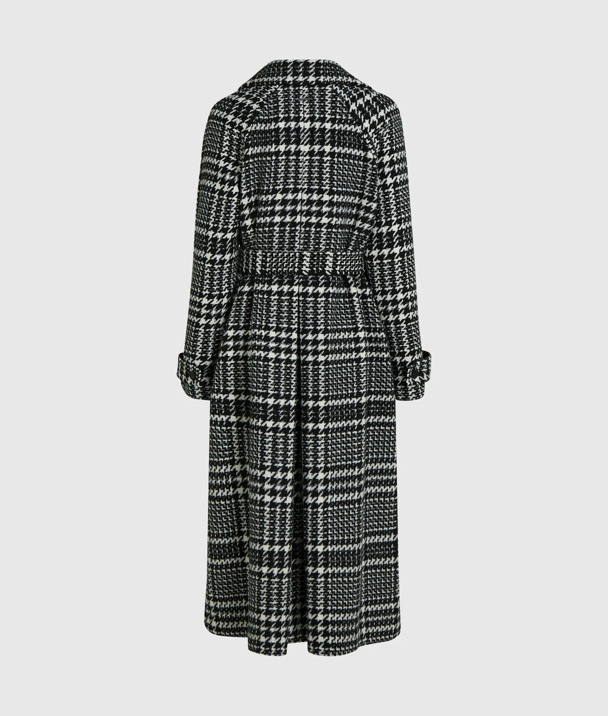Houndstooth long wool-blend coat