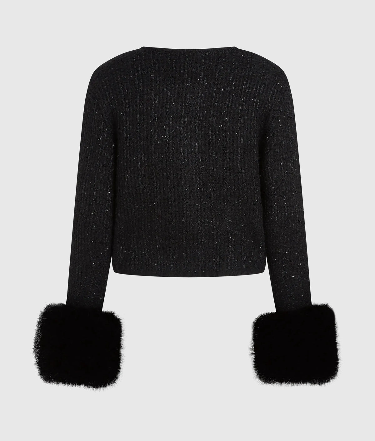 Faux-fur knitted cardigan