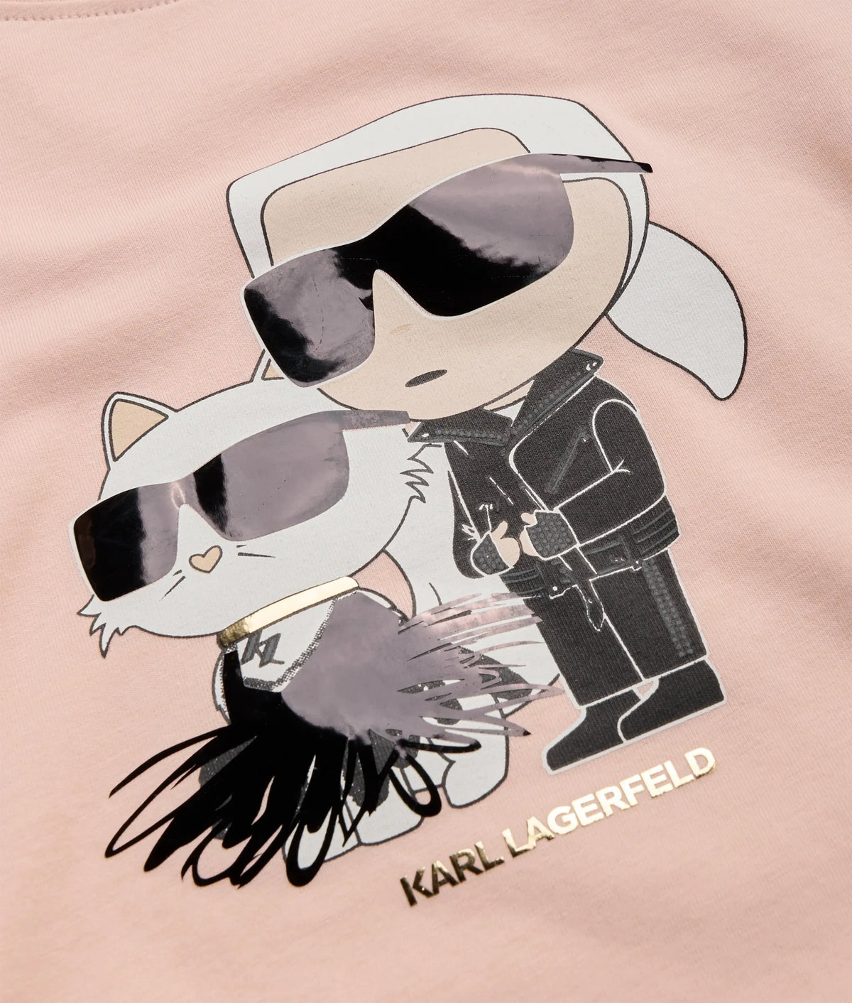 Girls Ikon metallic Karl and Choupette T-shirt