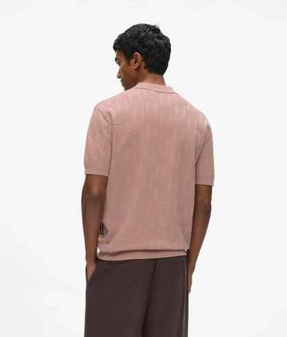 Monogram zip-up polo shirt