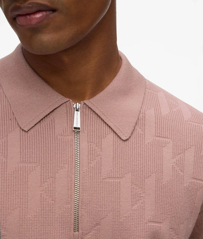 Monogram zip-up polo shirt