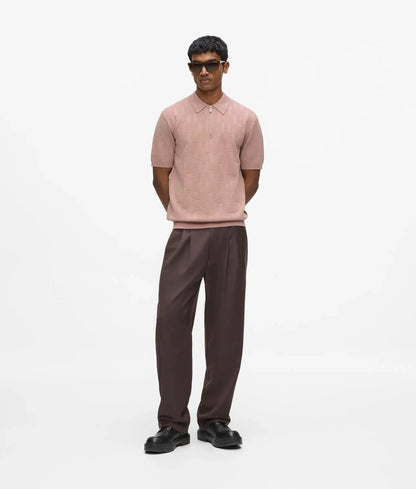 Monogram zip-up polo shirt