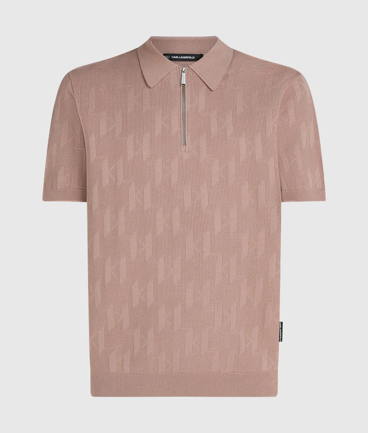Monogram zip-up polo shirt