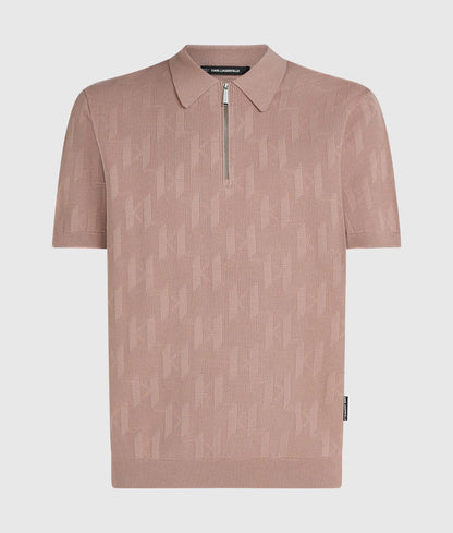 Monogram zip-up polo shirt