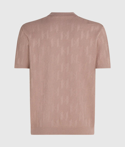 Monogram zip-up polo shirt