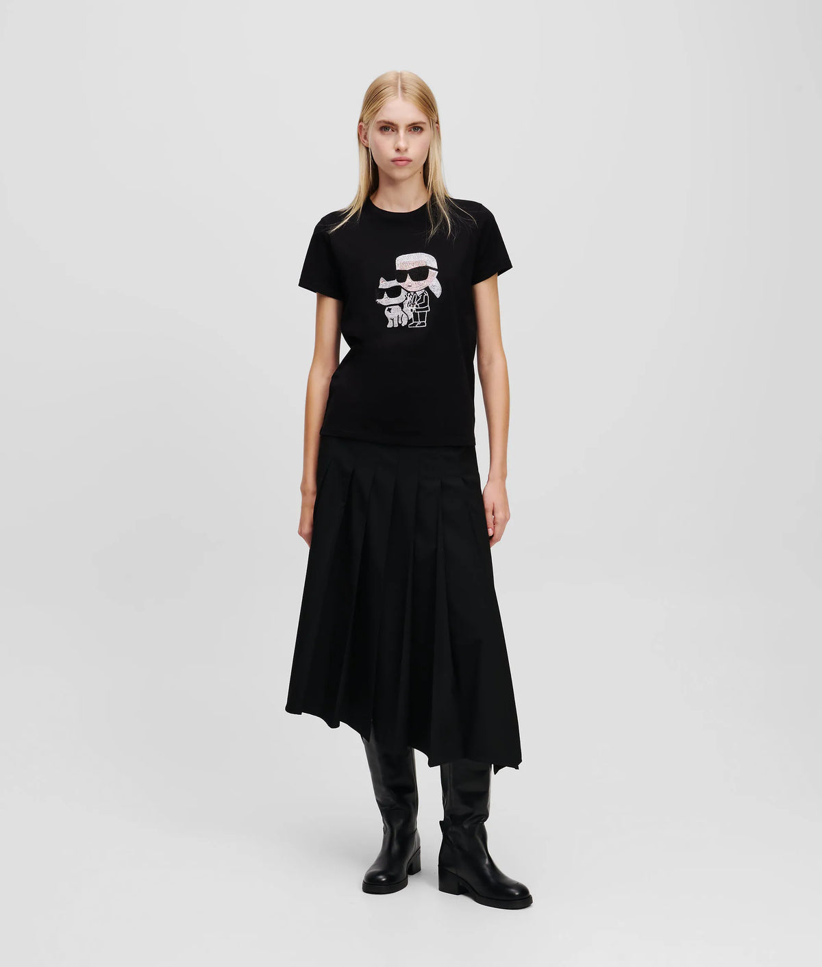 Ikon Karl & Choupette rhinestone T-shirt