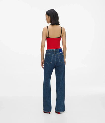 Split-hem mid-rise relaxed jeans