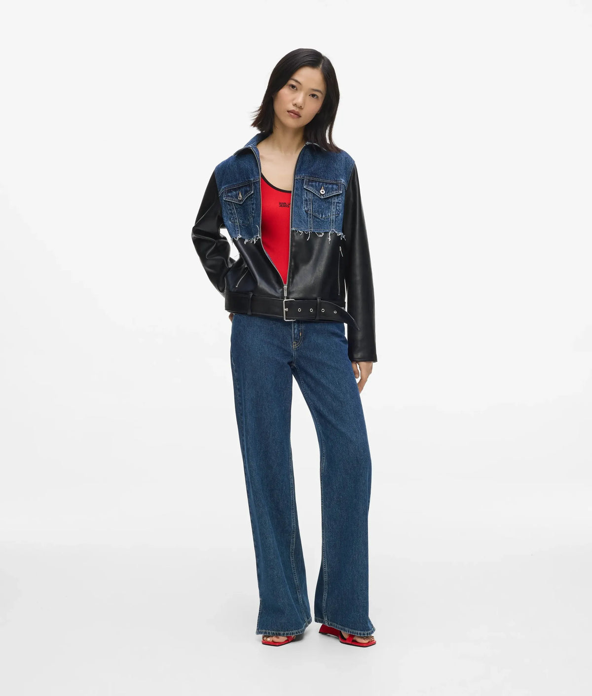 Split-hem mid-rise relaxed jeans