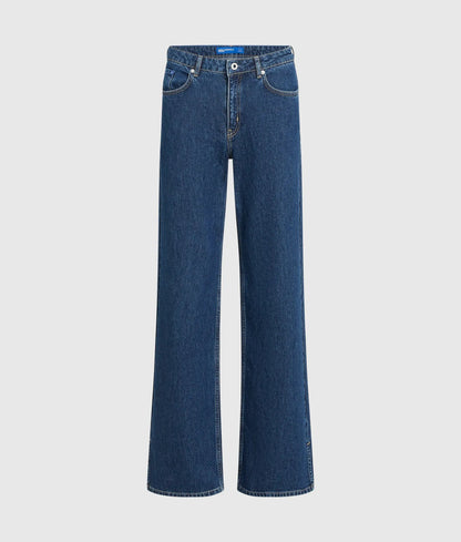 Split-hem mid-rise relaxed jeans
