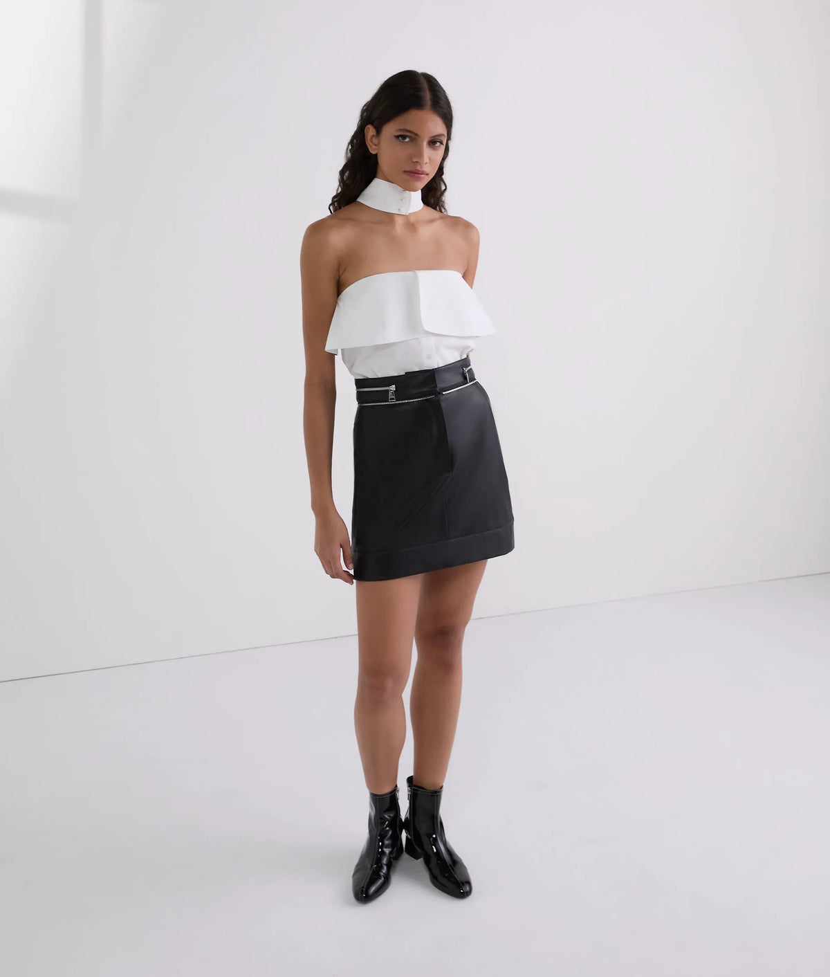 Strapless poplin shirt