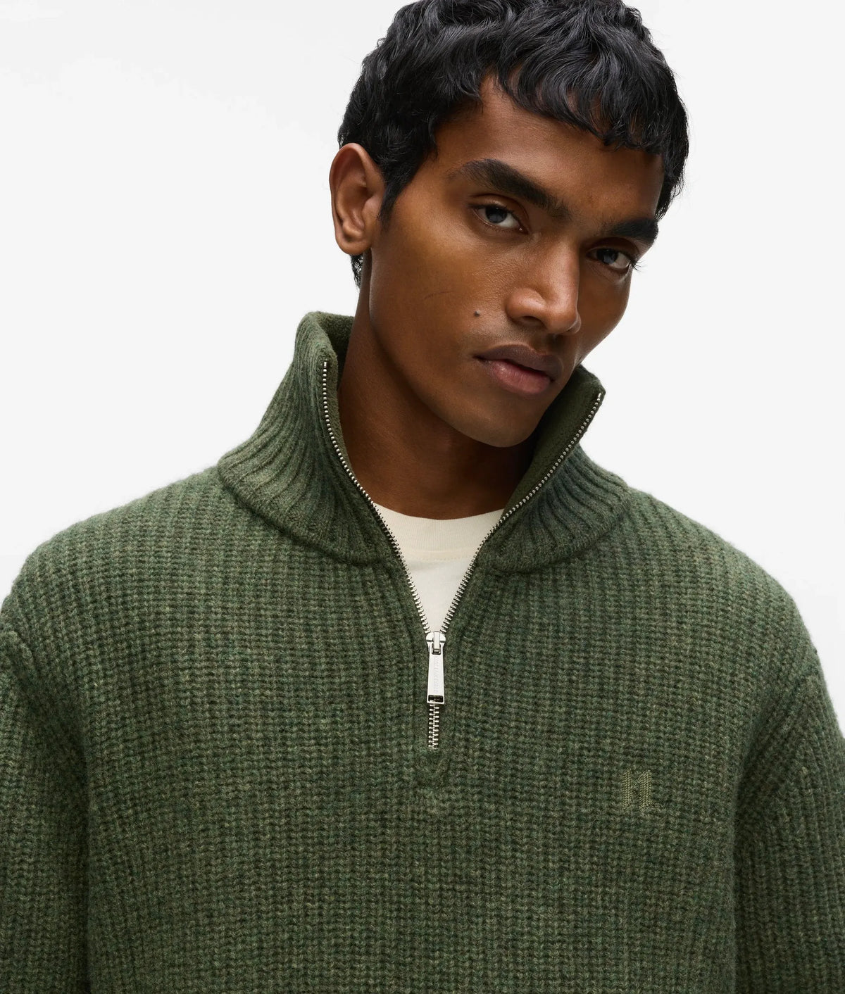 Half-zip turtleneck sweater