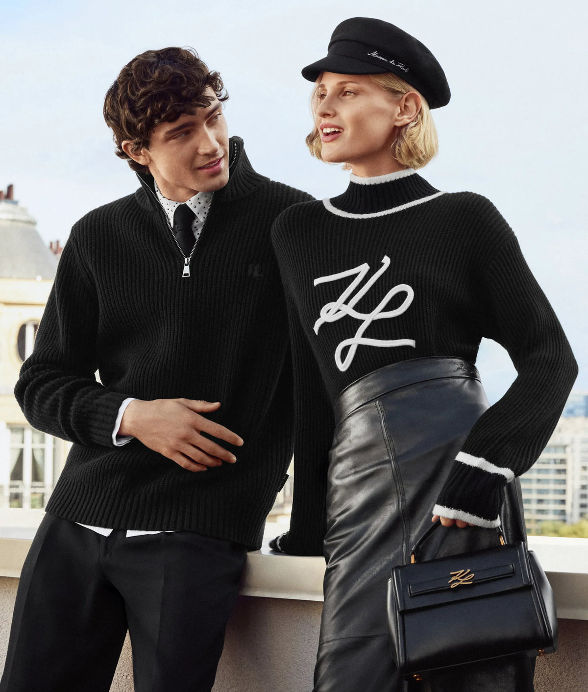 Half-zip turtleneck sweater