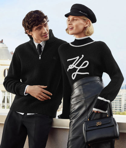 Half-zip turtleneck sweater