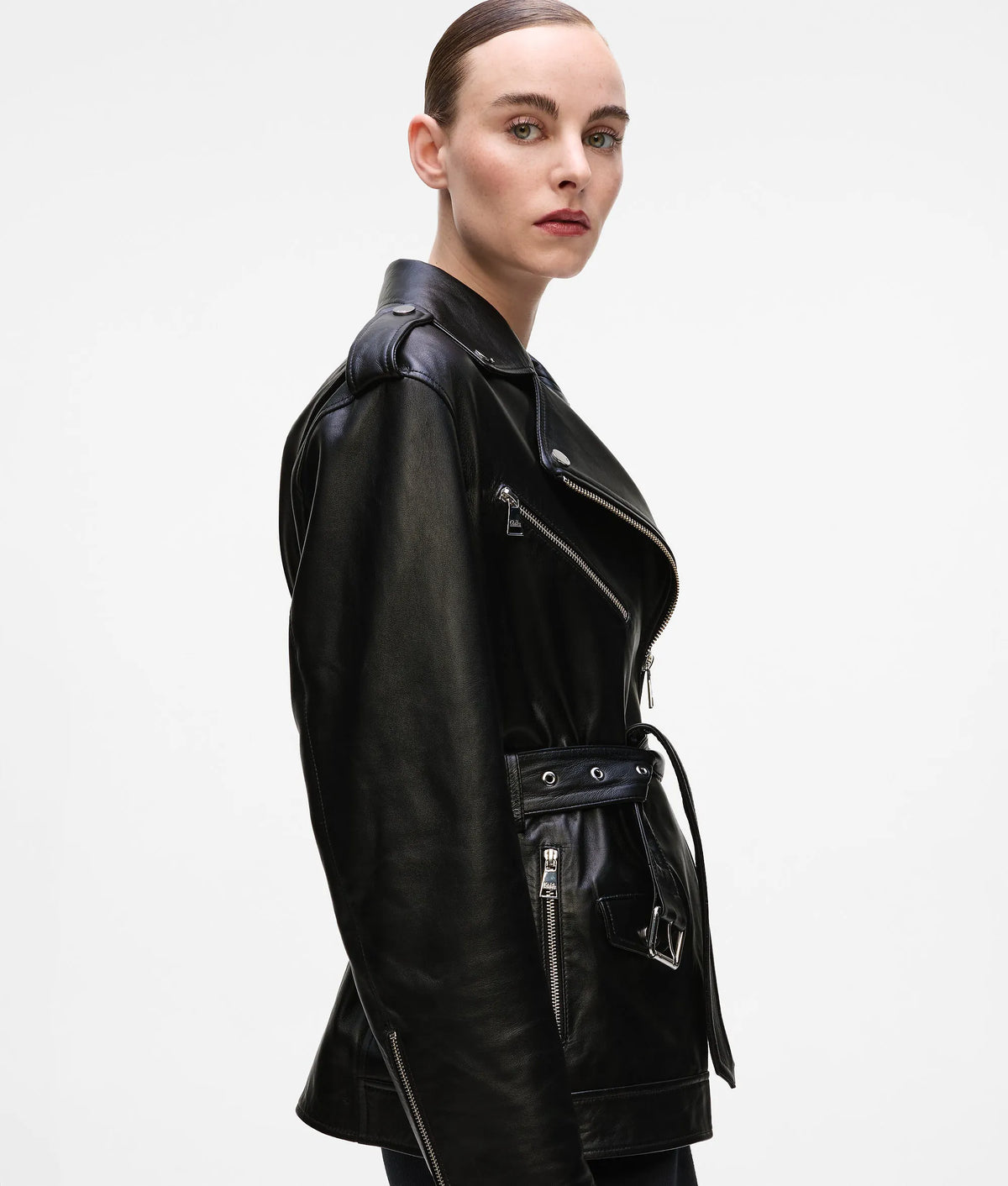 Oversized leather jacket