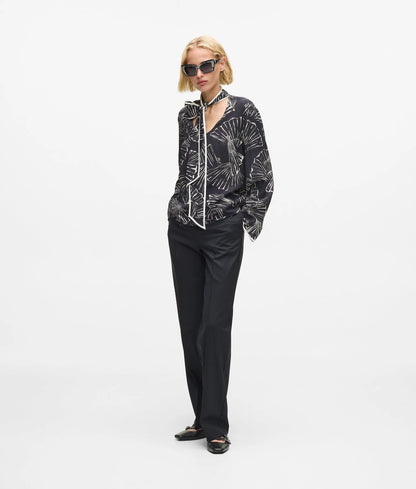 Fan print scarf top