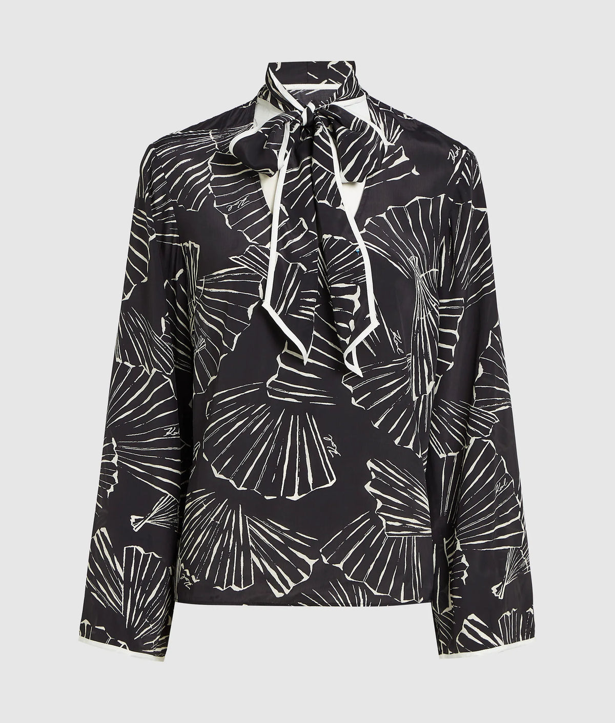Fan print scarf top