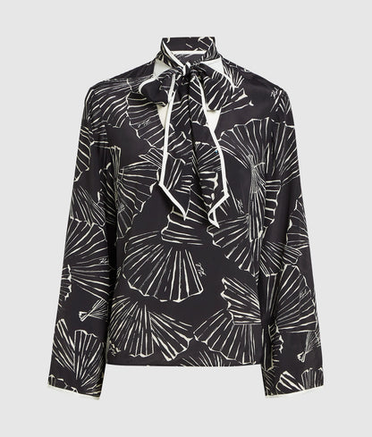 Fan print scarf top
