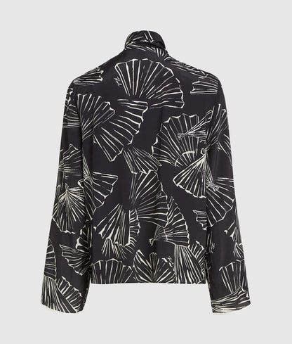Fan print scarf top