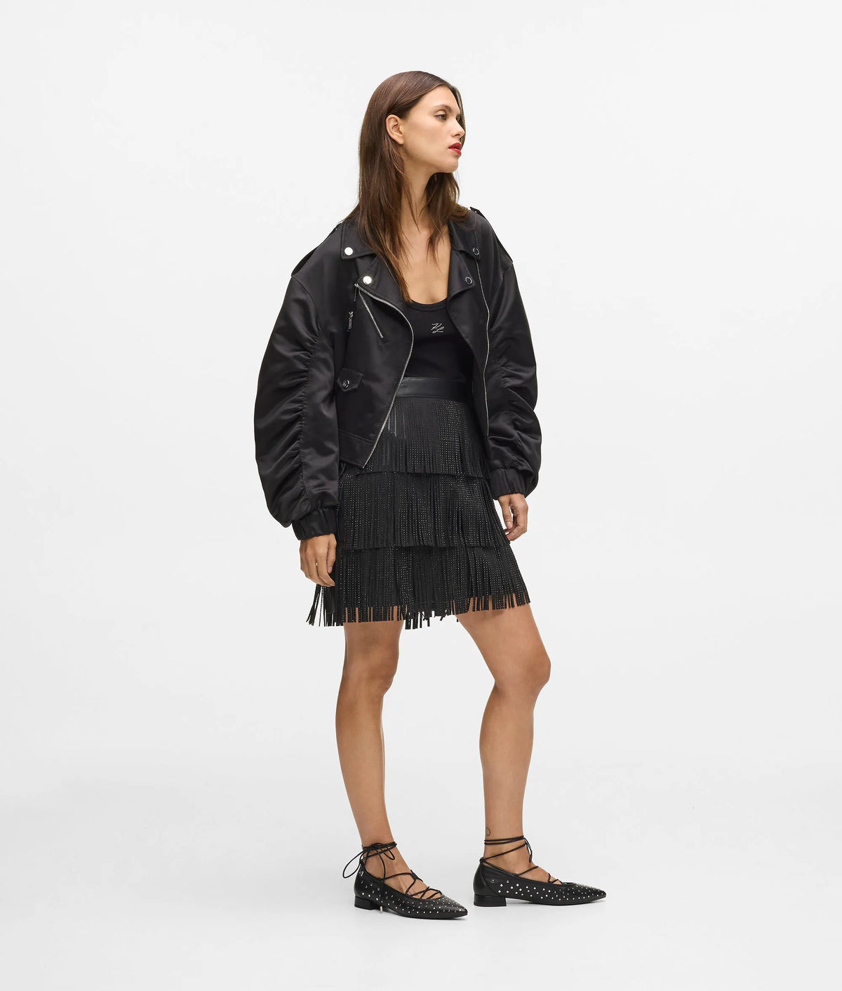 Fringed mini skirt