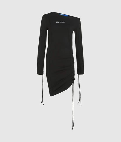 Off-shoulder drawstring dress