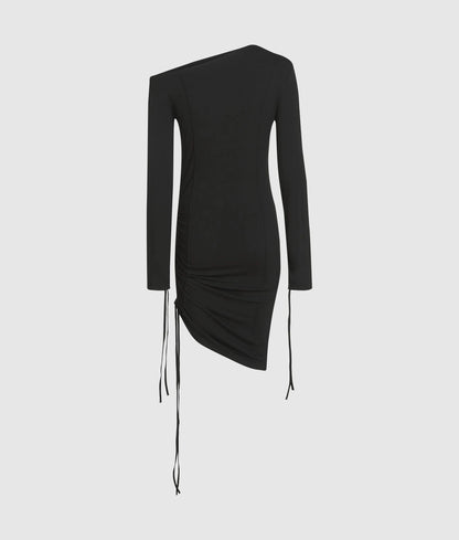 Off-shoulder drawstring dress