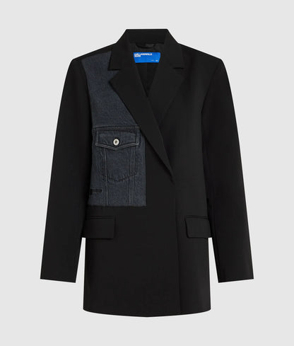 Denim panel blazer