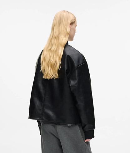 Faux leather bomber jacket