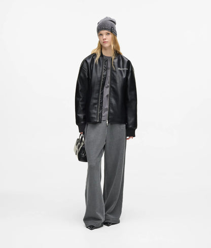 Faux leather bomber jacket