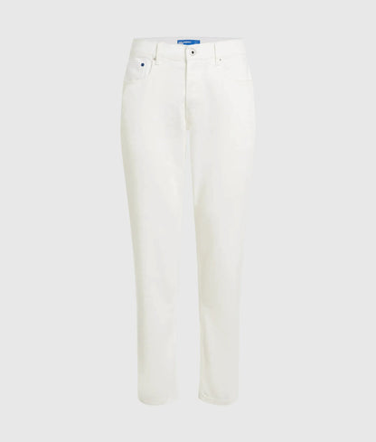 White tapered jeans