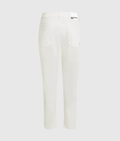 White tapered jeans