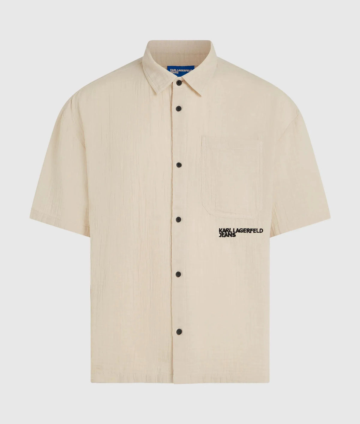 Short-sleeved crinkled shirt