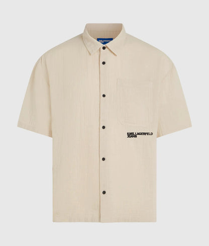 Short-sleeved crinkled shirt