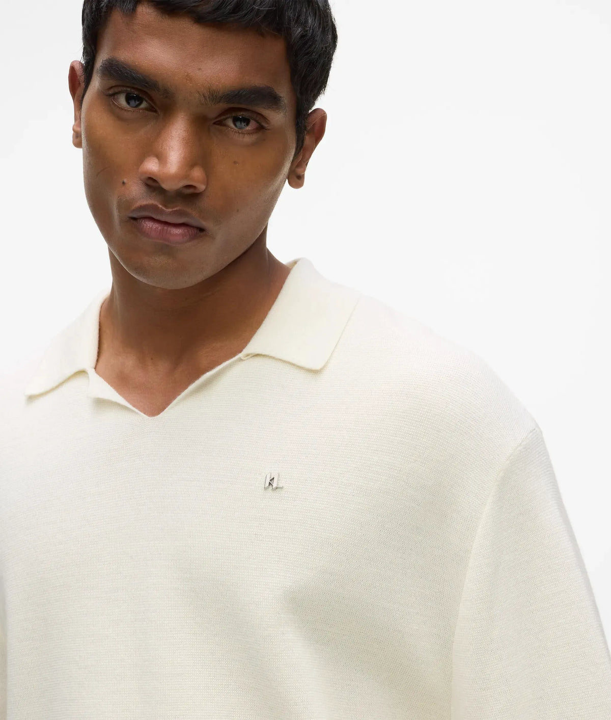 Knitted boxy polo shirt