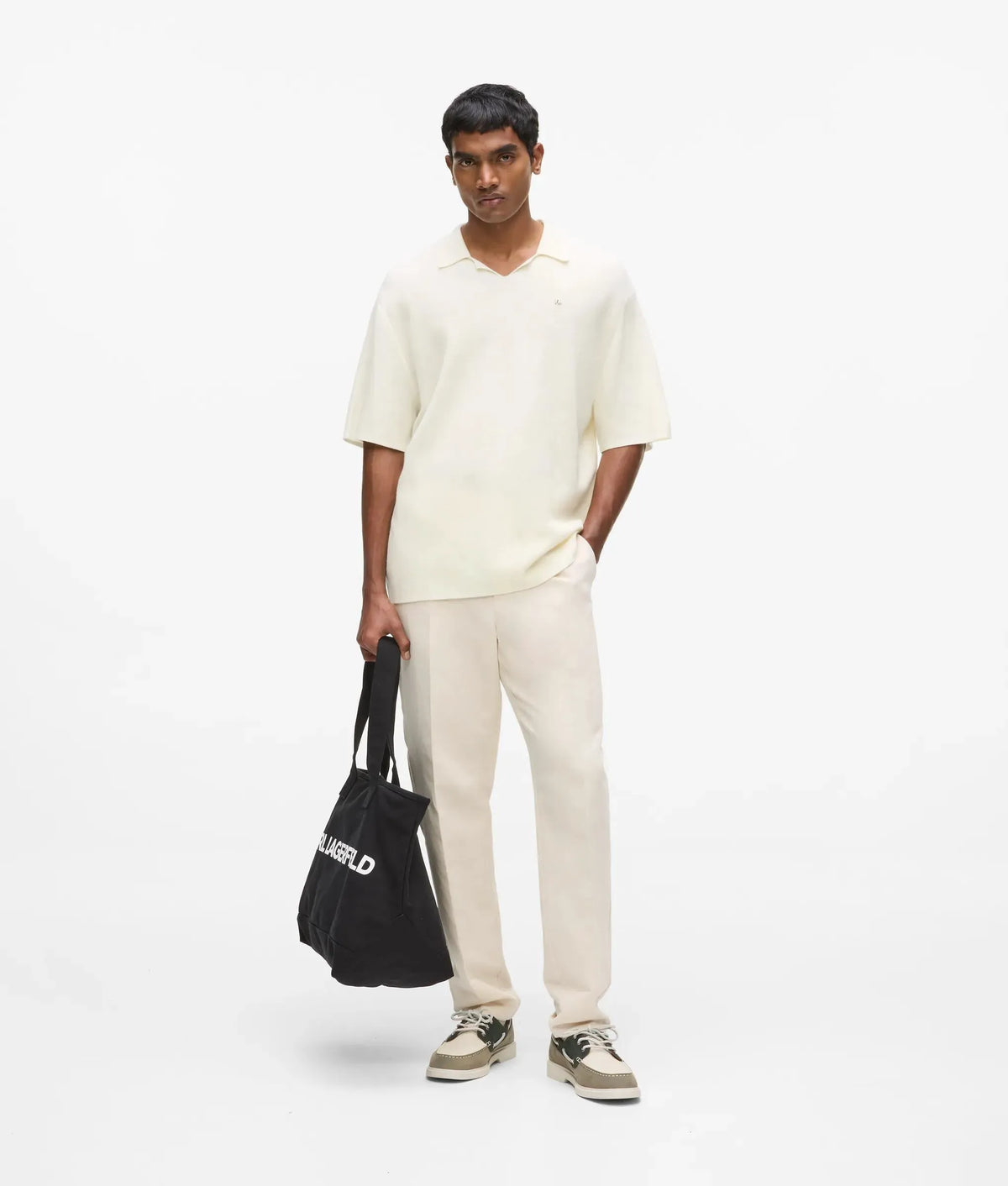 Knitted boxy polo shirt