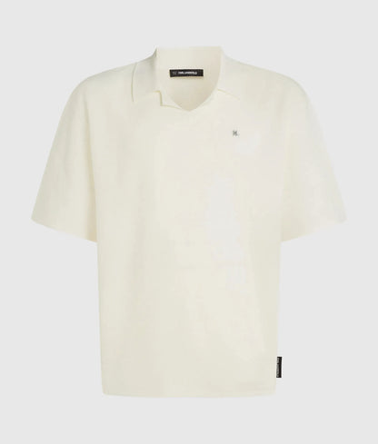 Knitted boxy polo shirt