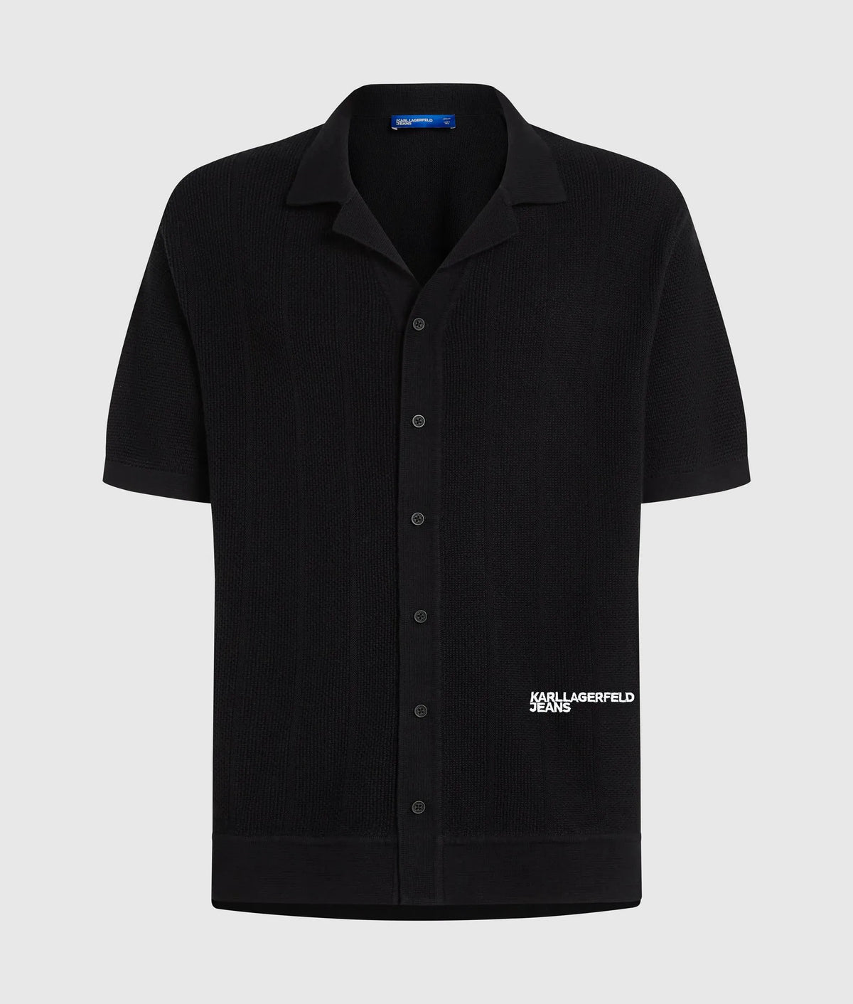 Short-sleeved knit polo shirt