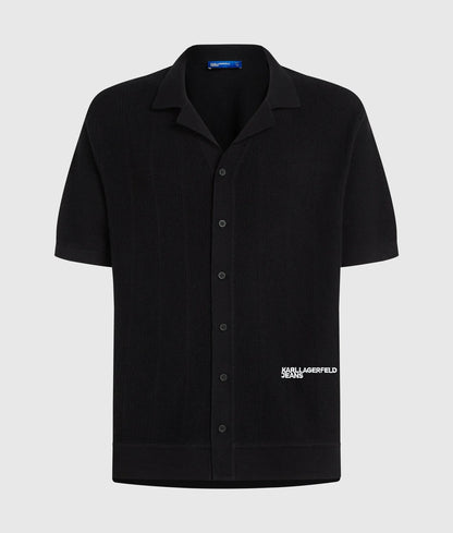 Short-sleeved knit polo shirt