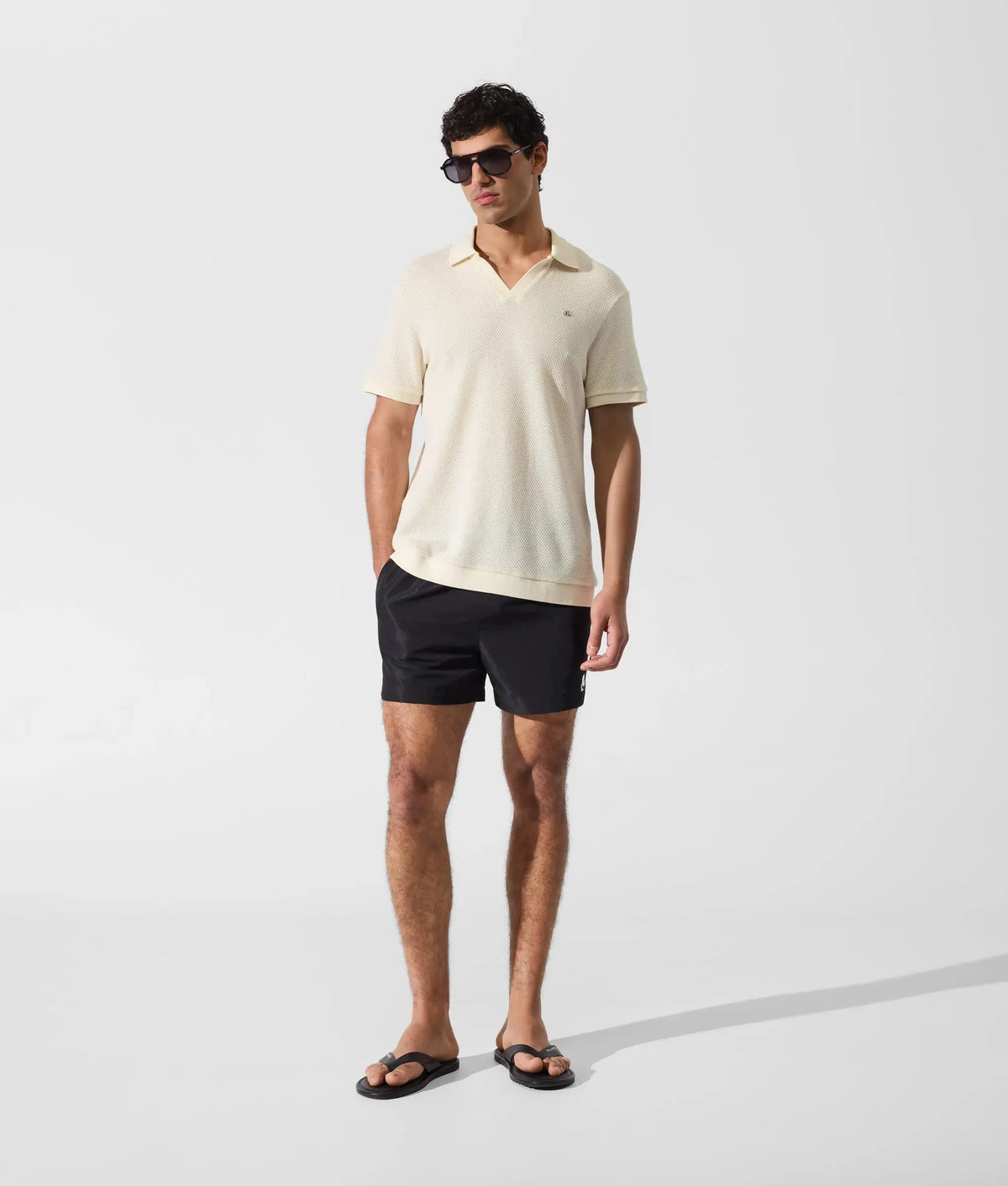 Metal Monogram crochet polo shirt