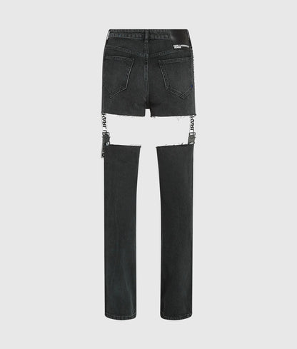 High-rise cut-out straight jeans