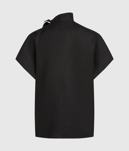 Linen blend pipelined blouse