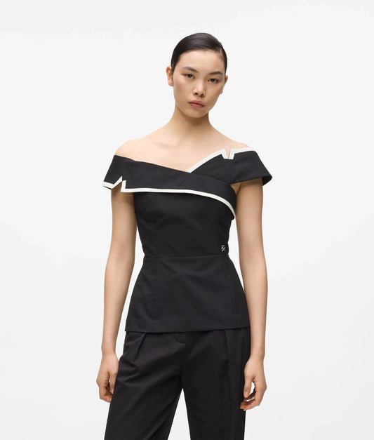 Tailored off-shoulder top