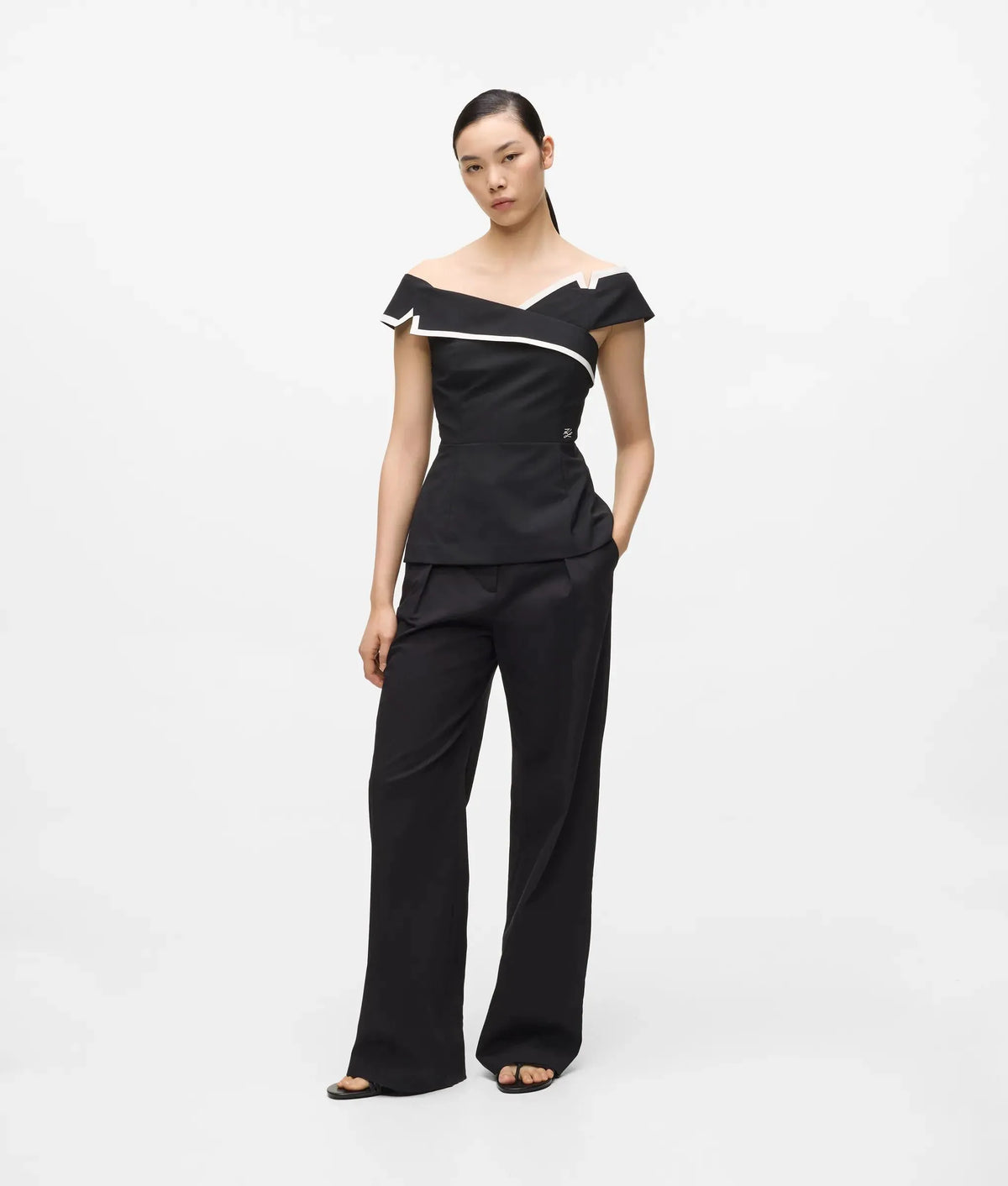 Tailored off-shoulder top