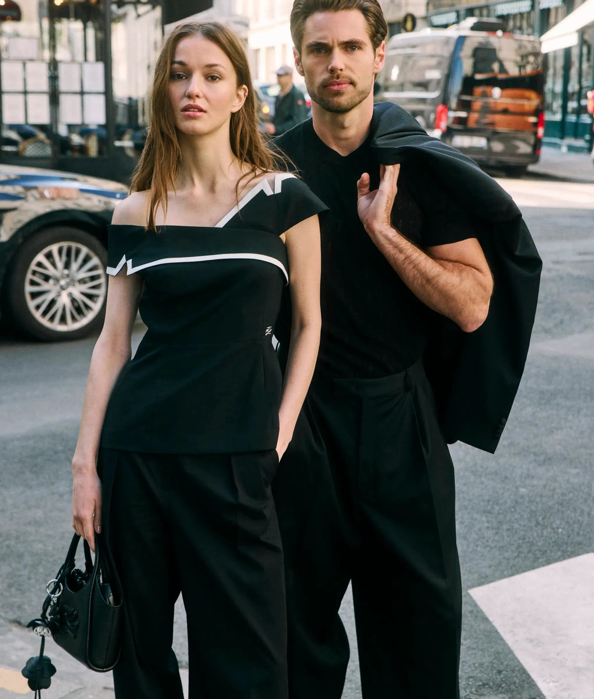 Tailored off-shoulder top