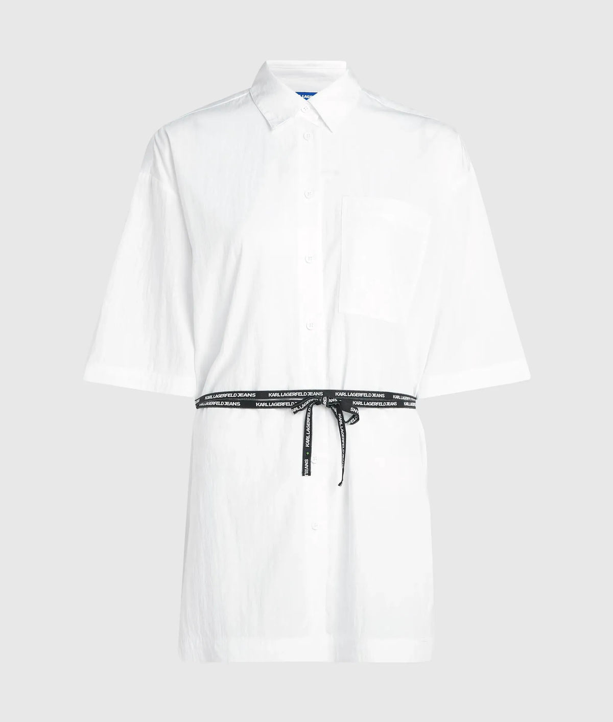 Short-sleeved tie waist shirt